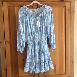 Z Supply Montecito floral gorgeous light blue mini dress. NWT. Size S